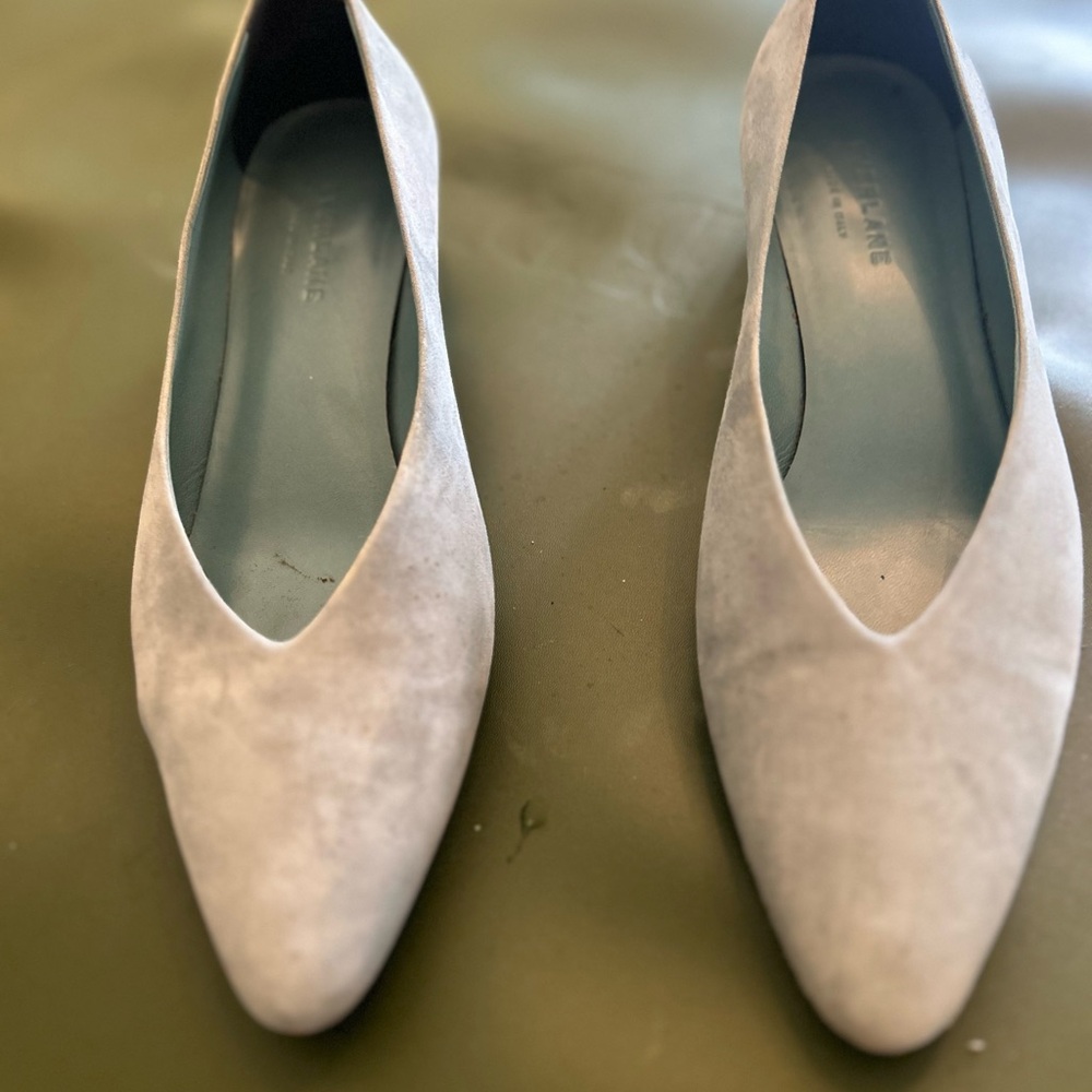 Everlane light blue suede pumps size 11